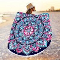Mandala Print Quick Dry Beach Towels Sand Free Beach Blankets 150CM Beach Mats with Tassels