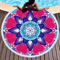 Mandala Print Quick Dry Beach Towels Sand Free Beach Blankets 150CM Beach Mats with Tassels