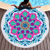 Mandala Print Quick Dry Beach Towels Sand Free Beach Blankets 150CM Beach Mats with Tassels