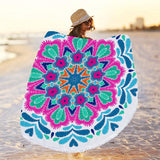 Mandala Print Quick Dry Beach Towels Sand Free Beach Blankets 150CM Beach Mats with Tassels