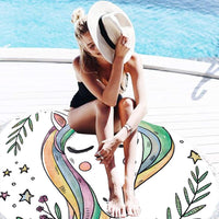 Unicorns Print Quick Dry Beach Towels Sand Free Beach Blankets 150CM Beach Mats with Tassels