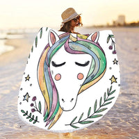 Unicorns Print Quick Dry Beach Towels Sand Free Beach Blankets 150CM Beach Mats with Tassels