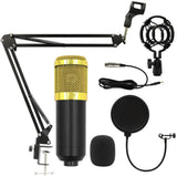 Condenser Microphone Kit Studio Suspension Boom Scissor Arm Stand Set Black Gold