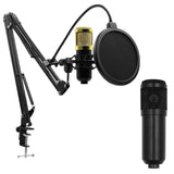 Condenser Microphone Kit Studio Suspension Boom Scissor Arm Stand Set Black Gold
