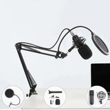 Condenser Microphone Kit Studio Suspension Boom Scissor Arm Stand Set Black Gold