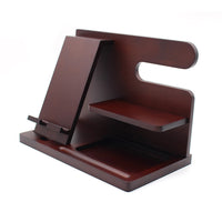 Wood Phone Docking Station Key Holder Wallet Stand Watch Organizer