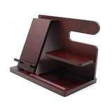 Wood Phone Docking Station Key Holder Wallet Stand Watch Organizer