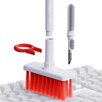 5 in 1 Multifunction Keyboard Cleaning Soft Brush Computer Earphone Cleaning Tools Kit White + Red