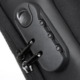 Men's Anti-theft Combination Lock Crossbody Bag with USB Port Black