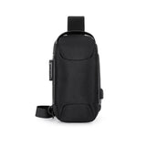 Men's Anti-theft Combination Lock Crossbody Bag with USB Port Black