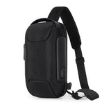 Men's Anti-theft Combination Lock Crossbody Bag with USB Port Black