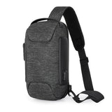 Men's Anti-theft Combination Lock Crossbody Bag with USB Port Dark Gray