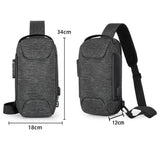 Men's Anti-theft Combination Lock Crossbody Bag with USB Port Dark Gray
