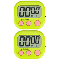 2 Pcs Set Magnetic Digital Timers Countdow Kitchen Timers Sport Alarms Green