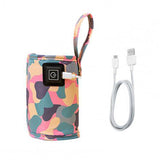 3-Level Adjustable Travel USB Bottle Warmer Bag Milk Heat Keeper Bag Pink