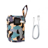 3-Level Adjustable Travel USB Bottle Warmer Bag Milk Heat Keeper Bag Camo Black