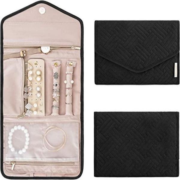 Foldable Jewelry Case Jewellery Pouch for Journey Organiser Travel-Black