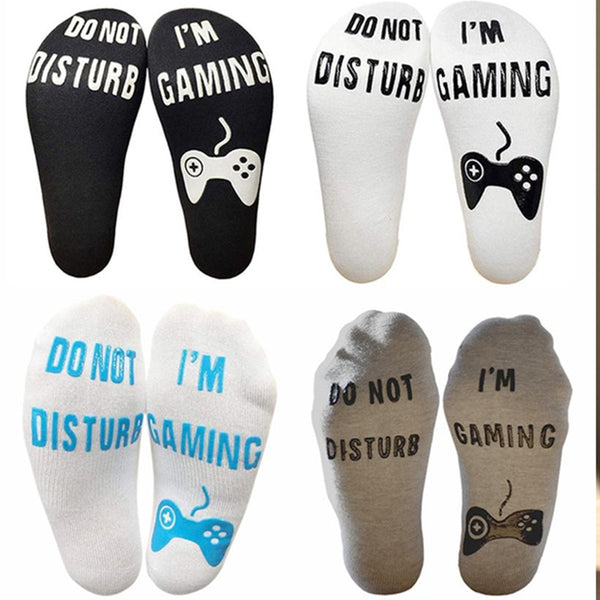 2 Pairs of Unisex Novelty DO NOT DISTURB I'M GAMING Funny Sport Socks