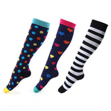 Three Pairs Women Printed Breathable Long Cute Compression Socks
