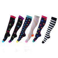 Three Pairs Women Printed Breathable Long Cute Compression Socks
