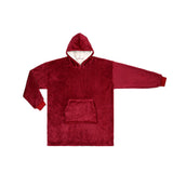 Unisex Warm Oversized Fleece Hoodie Blanket Sweatshirt Hooded with Pocket Red