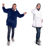Unisex Warm Oversized Fleece Hoodie Blanket Sweatshirt Hooded with Pocket Navy Blue