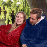 Unisex Warm Oversized Fleece Hoodie Blanket Sweatshirt Hooded with Pocket Navy Blue