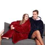 Unisex Warm Oversized Fleece Hoodie Blanket Sweatshirt Hooded with Pocket Red