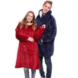 Unisex Warm Oversized Fleece Hoodie Blanket Sweatshirt Hooded with Pocket Red