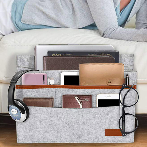 Felt Bedside Storage Bag Bed Organizer Practical Sofa Storage Organizer Multi-pockets Hanging Bag