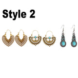 3Pairs Boho Bohemian Style Earrings Vintage Bohemian Multi style Hook Drop Dangle Women's Earrings
