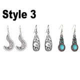 3Pairs Boho Bohemian Style Earrings Vintage Bohemian Multi style Hook Drop Dangle Women's Earrings