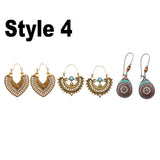 3Pairs Boho Bohemian Style Earrings Vintage Bohemian Multi style Hook Drop Dangle Women's Earrings