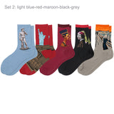 5 Pairs of Art Painting Socks Novelty Artist Series Starry Night Men Women Famous Socks