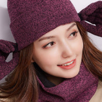 3pcs Set Gloves Winter Warm And Neck Scarf Neck Warmer Hat Scarf Gloves Set Beanie Hat