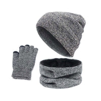 3pcs Set Gloves Winter Warm And Neck Scarf Neck Warmer Hat Scarf Gloves Set Beanie Hat
