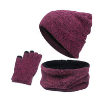 3pcs Set Gloves Winter Warm And Neck Scarf Neck Warmer Hat Scarf Gloves Set Beanie Hat