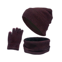 3pcs Set Gloves Winter Warm And Neck Scarf Neck Warmer Hat Scarf Gloves Set Beanie Hat