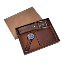 One Set Men's Watch Waist Belt Wallet Gift Set Men Fashion Accessories Gift for Father's Day