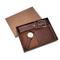 One Set Men's Watch Waist Belt Wallet Gift Set Men Fashion Accessories Gift for Father's Day