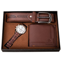 One Set Men's Watch Waist Belt Wallet Gift Set Men Fashion Accessories Gift for Father's Day