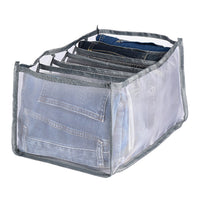 4 Pack Jeans Compartment Storage Box Closet Drawer Mesh Pants Storage-Black and Gray