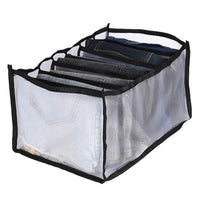 4 Pack Jeans Compartment Storage Box Closet Drawer Mesh Pants Storage-Black and Gray