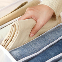 4 Pack Jeans Compartment Storage Box Closet Drawer Mesh Pants Storage-Black and Gray