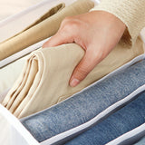 4 Pack Jeans Compartment Storage Box Closet Drawer Mesh Pants Storage-Black and Gray