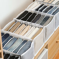 4 Pack Jeans Compartment Storage Box Closet Drawer Mesh Pants Storage-Black and Gray