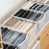 4 Pack Jeans Compartment Storage Box Closet Drawer Mesh Pants Storage-Black and Gray