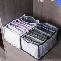 4 Pack Jeans Compartment Storage Box Closet Drawer Mesh Pants Storage-Black and Gray