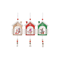 3Pcs Christmas Wooden House Pendant Christmas Tree Hanging Decor