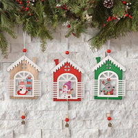 3Pcs Christmas Wooden House Pendant Christmas Tree Hanging Decor
